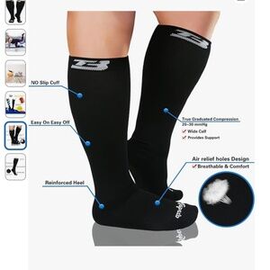 TapeSB Men’s Women’s Compression Socks Black Size 3XL
